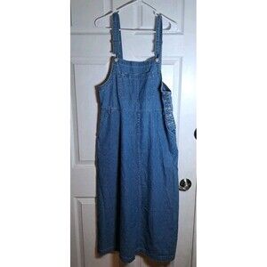L L Bean Denim Overall Jumper Maxi Dress Cottage Homestead Farmhouse Sz 12